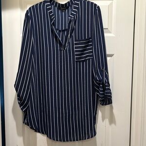 Navy and White Striped Blouses
